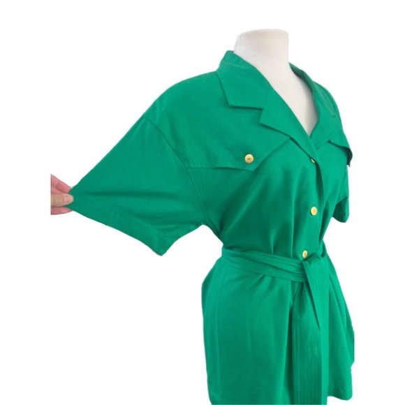 90s Green Liz Claiborne Sport Button Up Belted Top | Size 10 - Picture 6 of 7